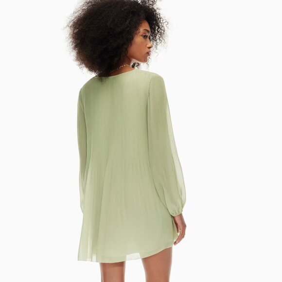 Aritzia Wilfred Pleated Chiffon Prophecy Dress Light Pastel Green Size Small - Picture 8 of 8